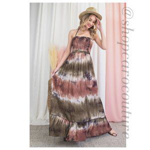Smocked Tie Dye Maxi Dress